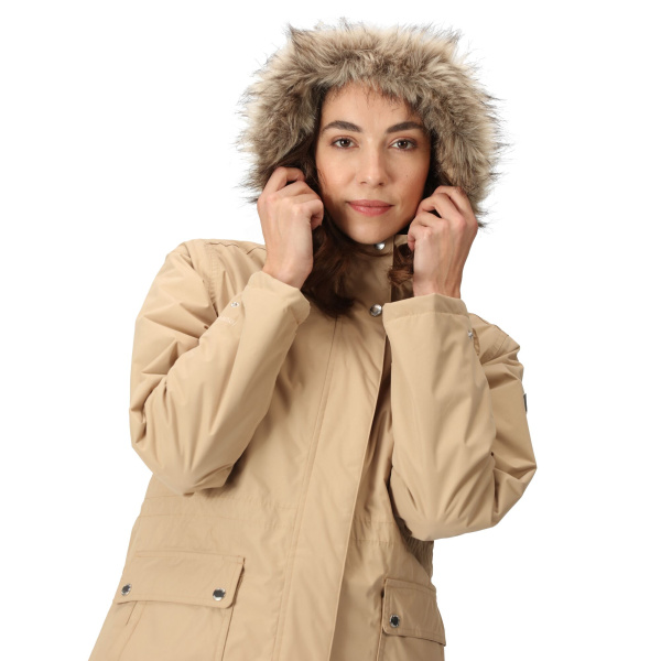 Women`s waterproof Sabinka Fur Trim Parka Jacket, LM6, 10
